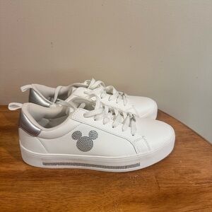 NWT. Disney Primark sneakers size 8 White shoes with sparkly Mickey design